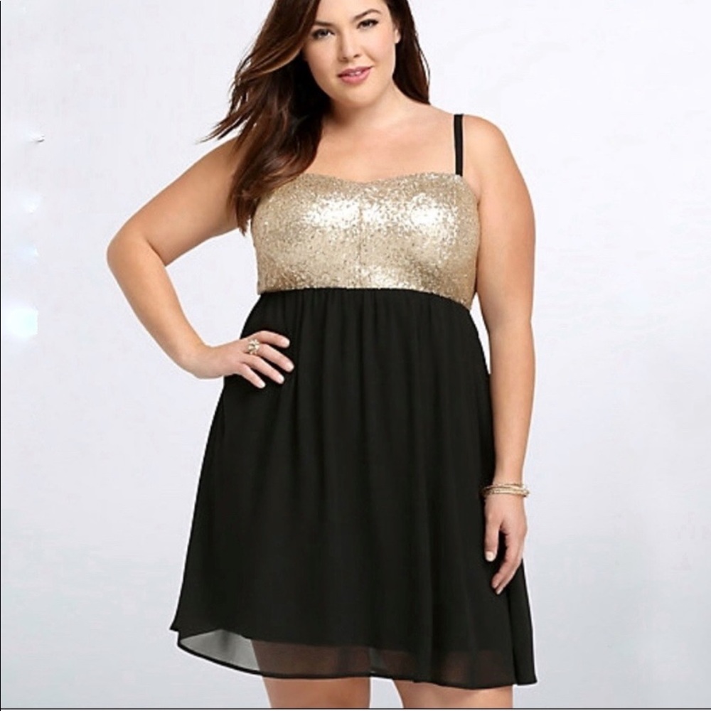 Torrid Black with Gold Sequin Dress